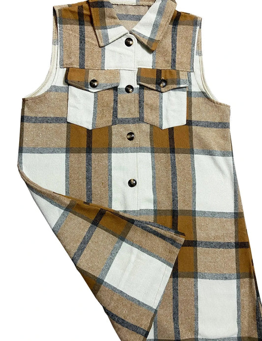 2023 Autumn Hot Selling Vintage Woolen Plaid Shirt Coat Long Sleeve Single Breasted Jacket Women Casual Midi Coat