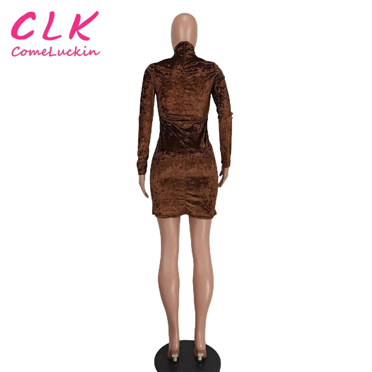 2023 Autumn Turtleneck Mini Party Dress Autumn Long Sleeve Casual Elegant Velvet Dress For Women