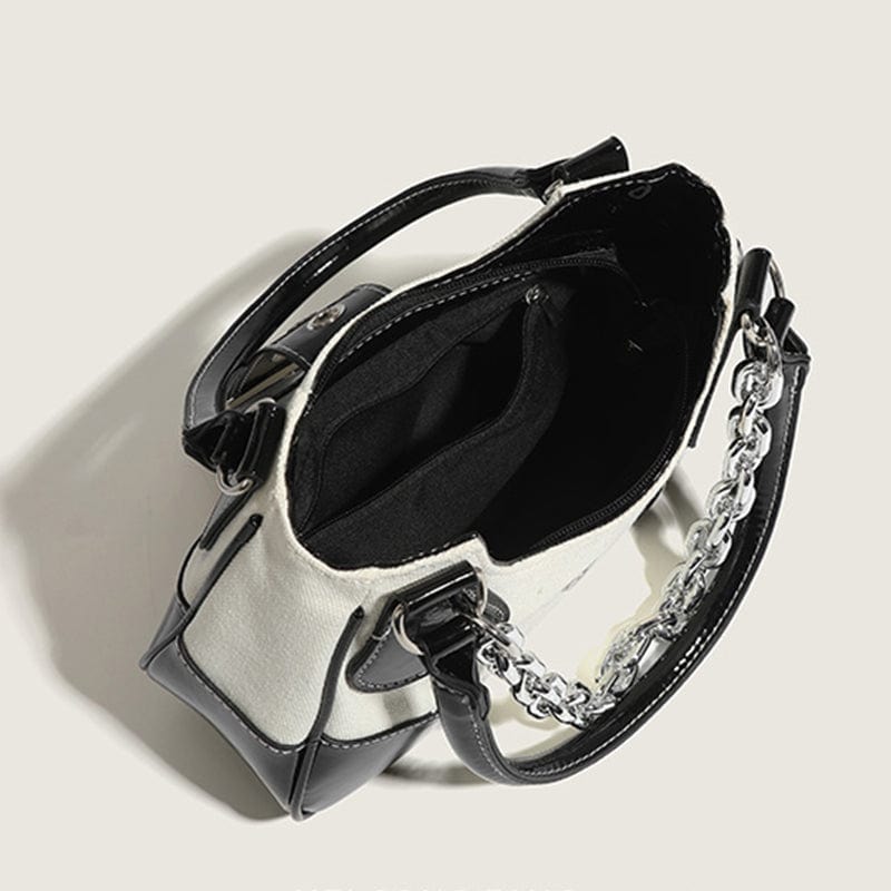 2023 Designer Lady Splice Shoulder Messenger Bag Canvas and Leather Crossbody Bag Chains Purses and Handbags Luxury Women