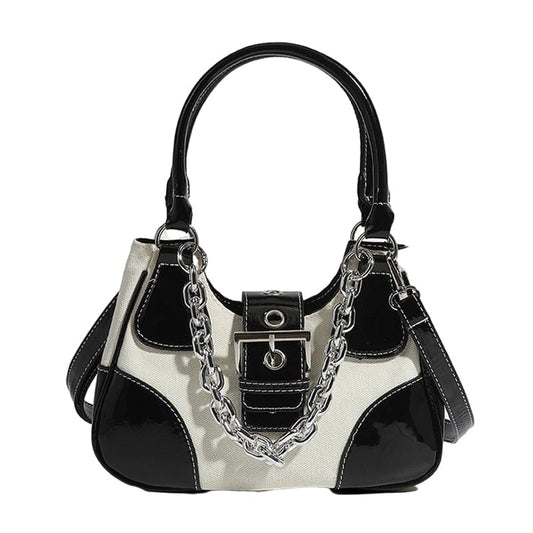 2023 Designer Lady Splice Shoulder Messenger Bag Canvas and Leather Crossbody Bag Chains Purses and Handbags Luxury Women