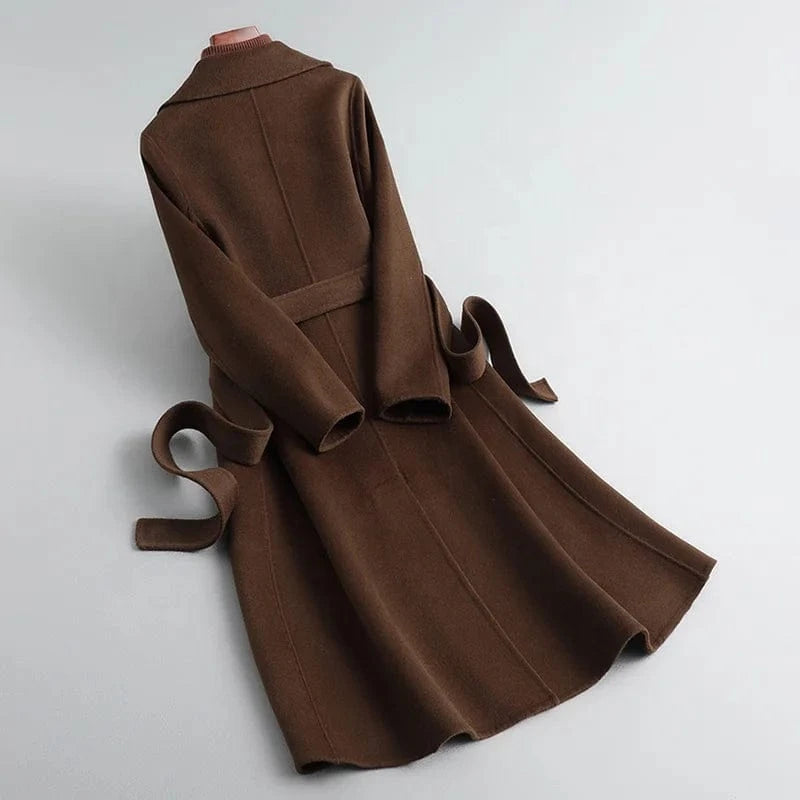 2023 Double Faced Winter Cashmere Coat Long Classic Casual Trench Wool Coat