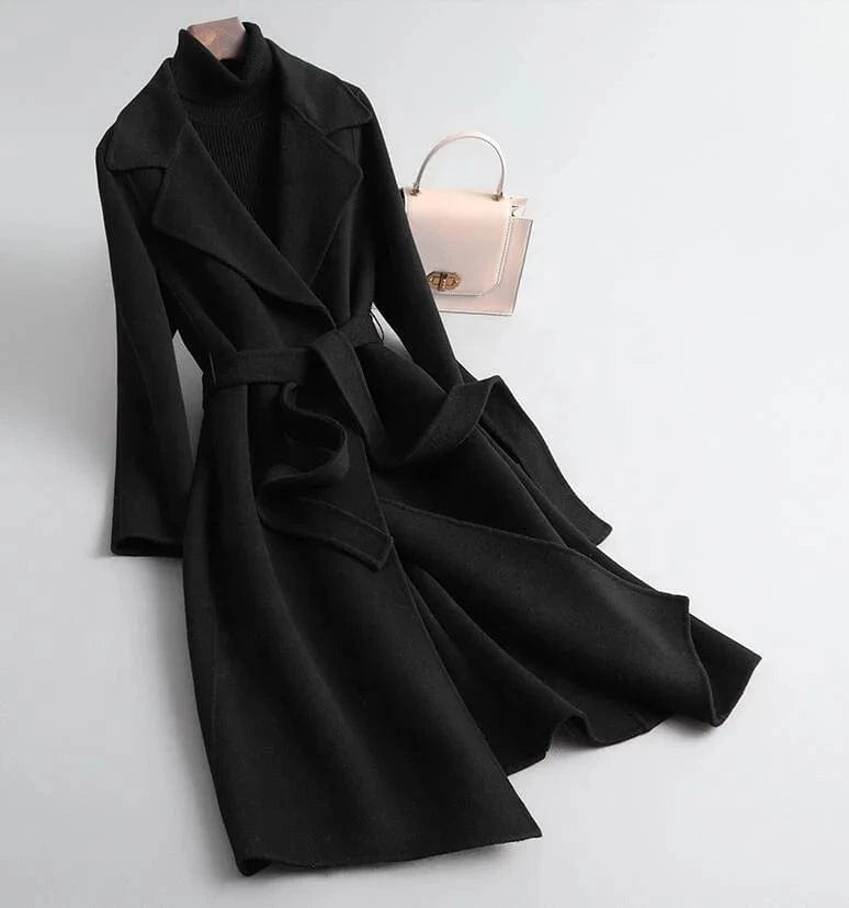2023 Double Faced Winter Cashmere Coat Long Classic Casual Trench Wool Coat