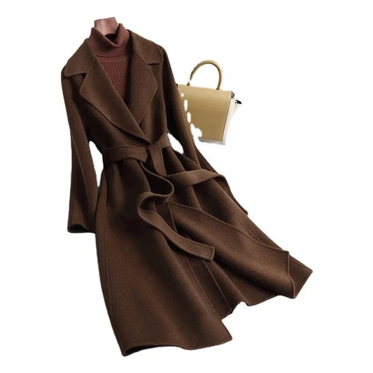 2023 Double Faced Winter Cashmere Coat Long Classic Casual Trench Wool Coat