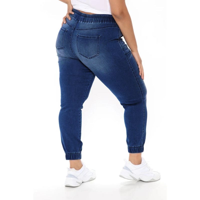 2023 Essentials Women High Waisted Denim Ultra Comfort Stretch Denim joggers Plus Size Drawstring Waist Jogger Jeans