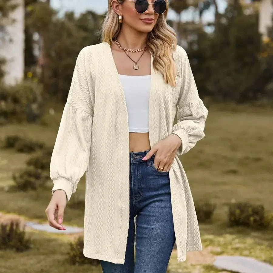2023 European and American Autumn and Winter New long sleeve Solid color Loose cardigan Top Women's Knitted coat