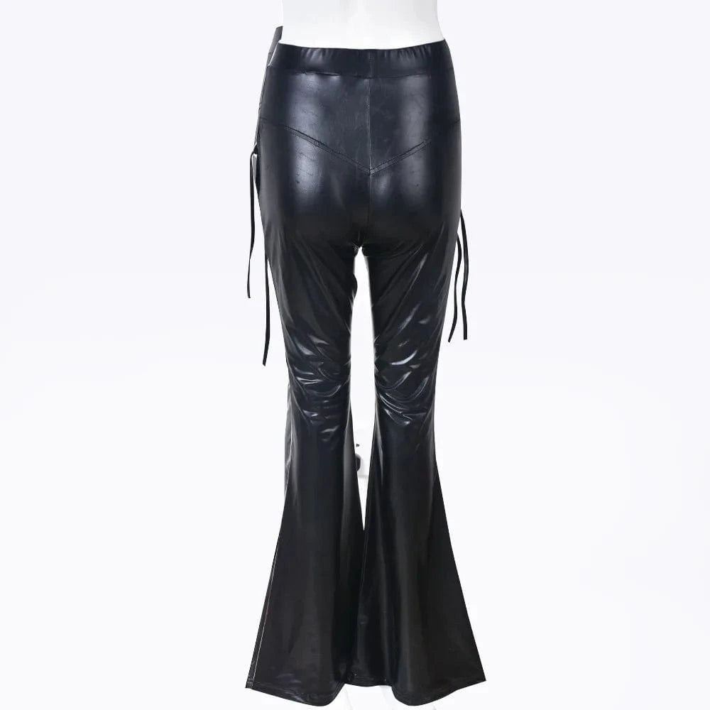 2023 European And American Casual Fashion Elastic Waist Street Hollowed Out Women Flared Pants