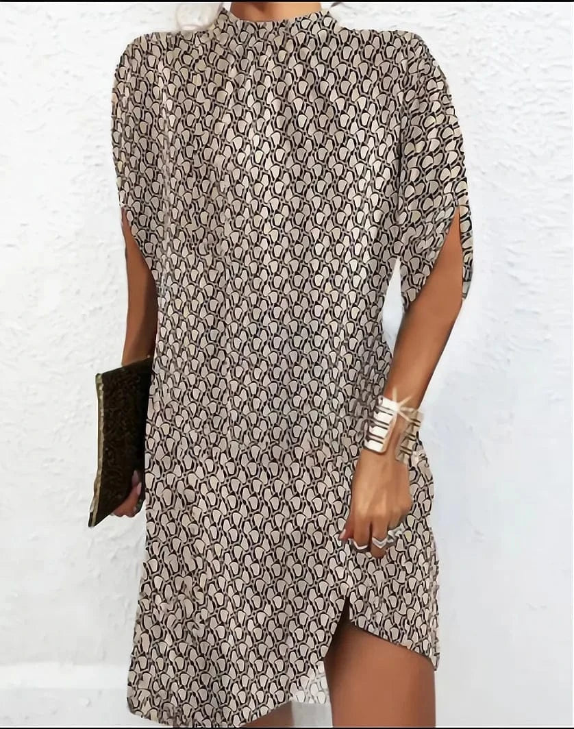 2023 European style New Summer Women's Fashionable Round neck Loose Bat sleeve Dress