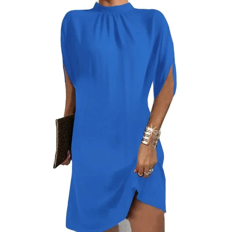 2023 European style New Summer Women's Fashionable Round neck Loose Bat sleeve Dress