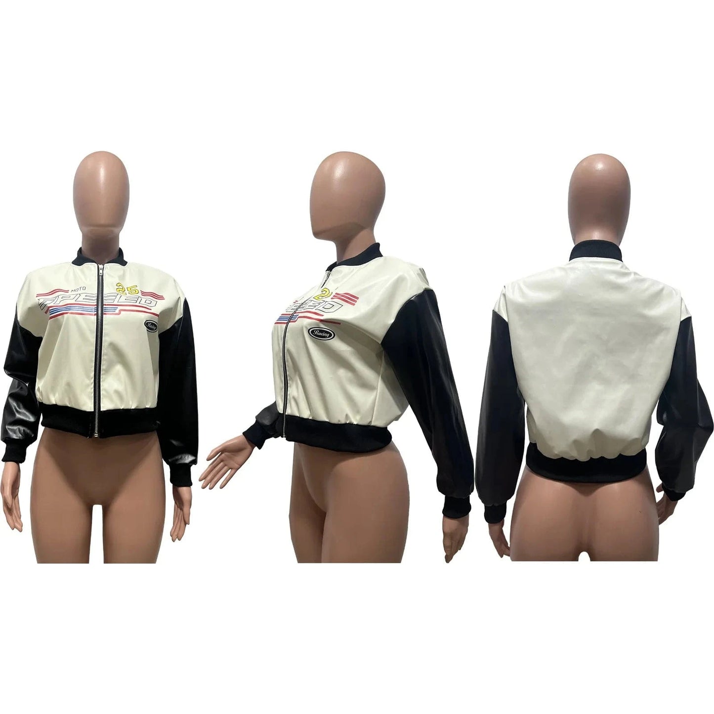 2023 Fall Casual PU Jacket Women's Clothing Fashion Printing Letter Shorts Jacket for Ladies