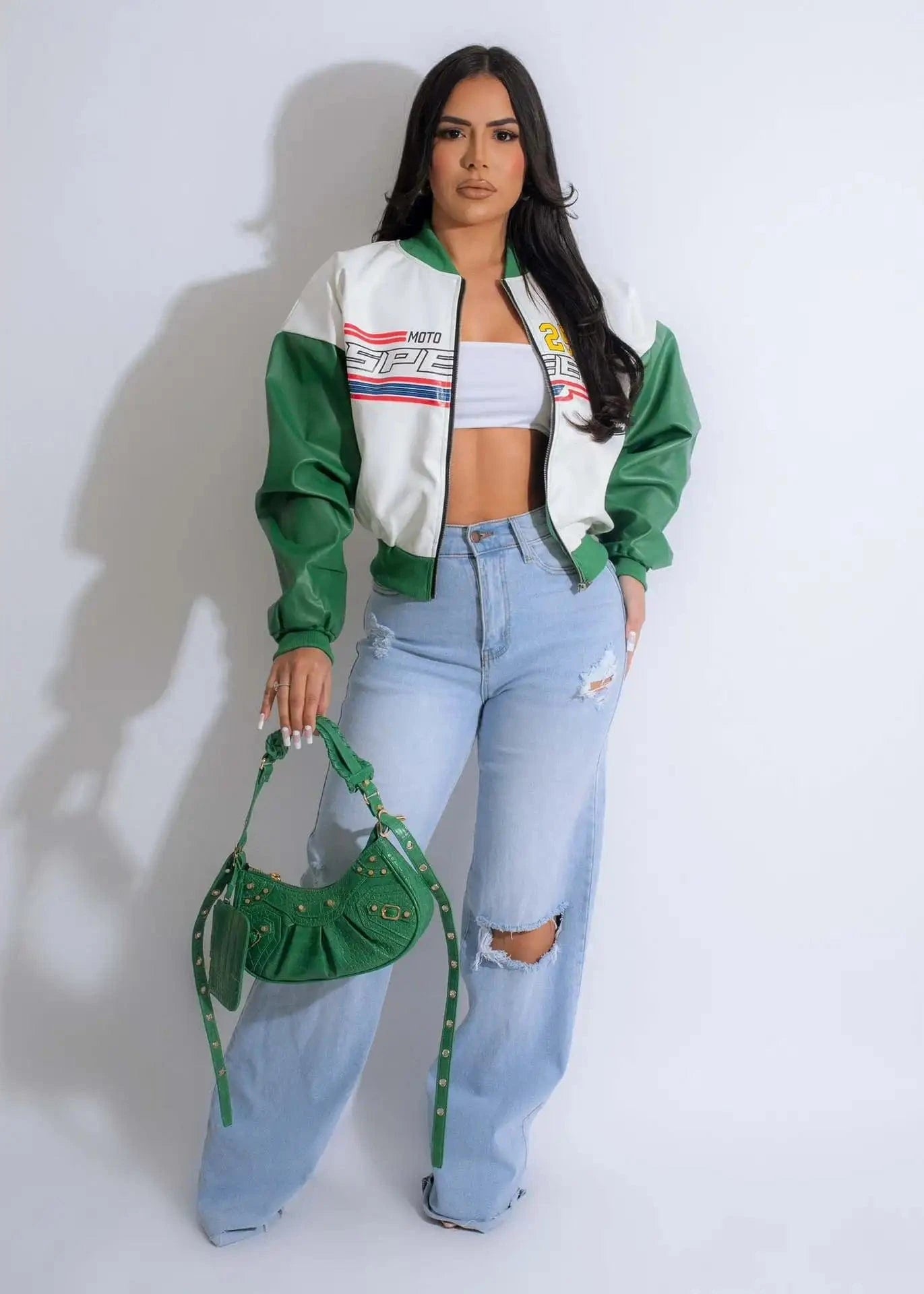 2023 Fall Casual PU Jacket Women's Clothing Fashion Printing Letter Shorts Jacket for Ladies