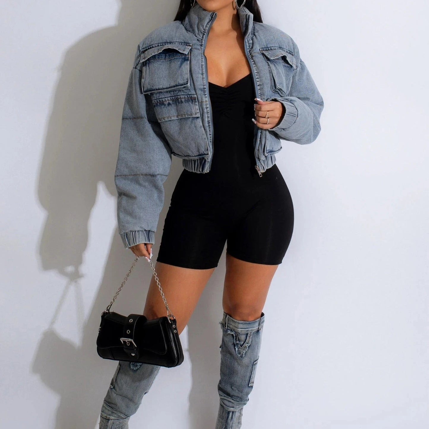 2023 Fall Winter Women Crop Top Long Sleeve Top Match Split Skirts Fashion Women Autumn 2 Piece Skirt Set