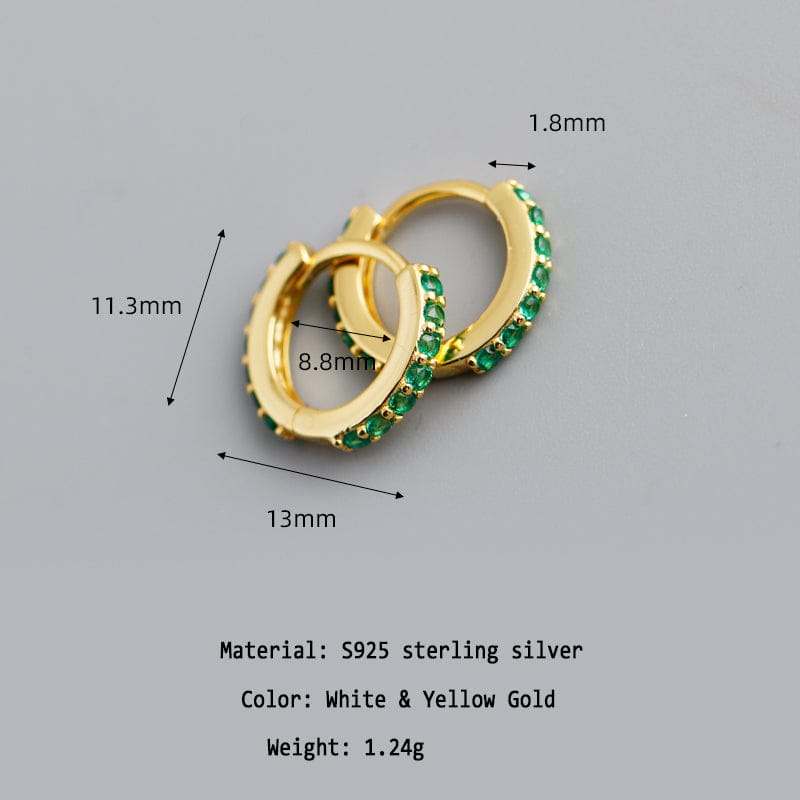 2023 Fashioh 925 Sterling Silver Gold Vermeil Cubic Zirconia Huggie Hoop Rainbow Earring for Women