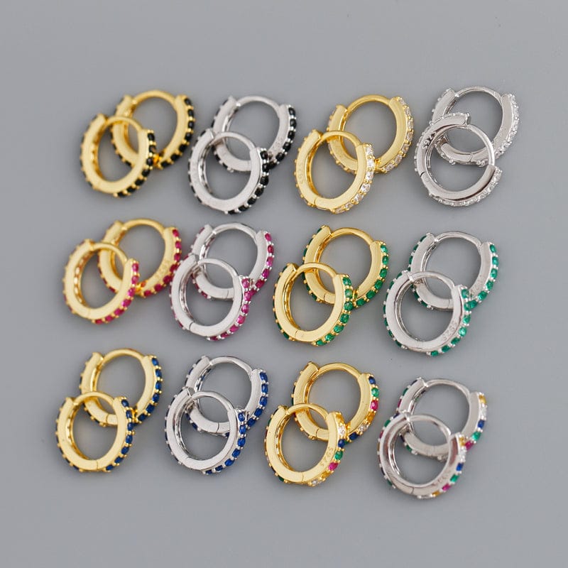 2023 Fashioh 925 Sterling Silver Gold Vermeil Cubic Zirconia Huggie Hoop Rainbow Earring for Women