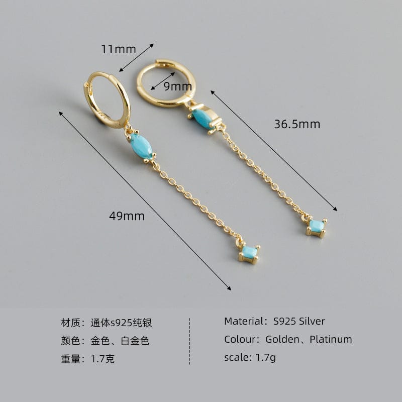 2023 Fashion Earring Jewelry 925 Sterling Silver 18k Gold Plated Color Cubic Zircon Crystal Long Chain Tassel Earrings for Women