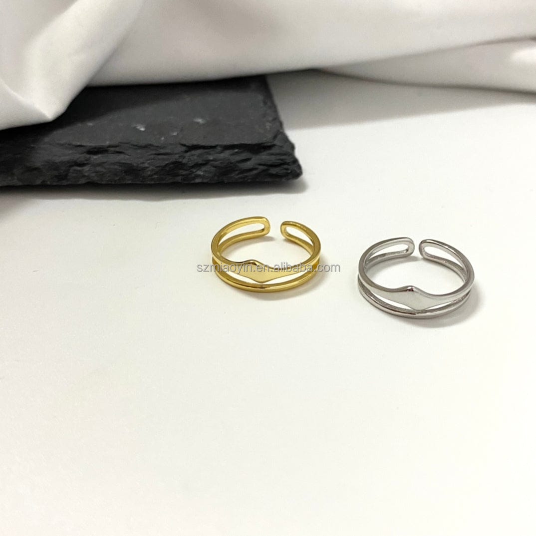 2023 Fashion Sterling Silver Jewelry 18K Gold Plated Chunky Minimalist Twisted Irregular Shaped Open Adjustable Ring for Women