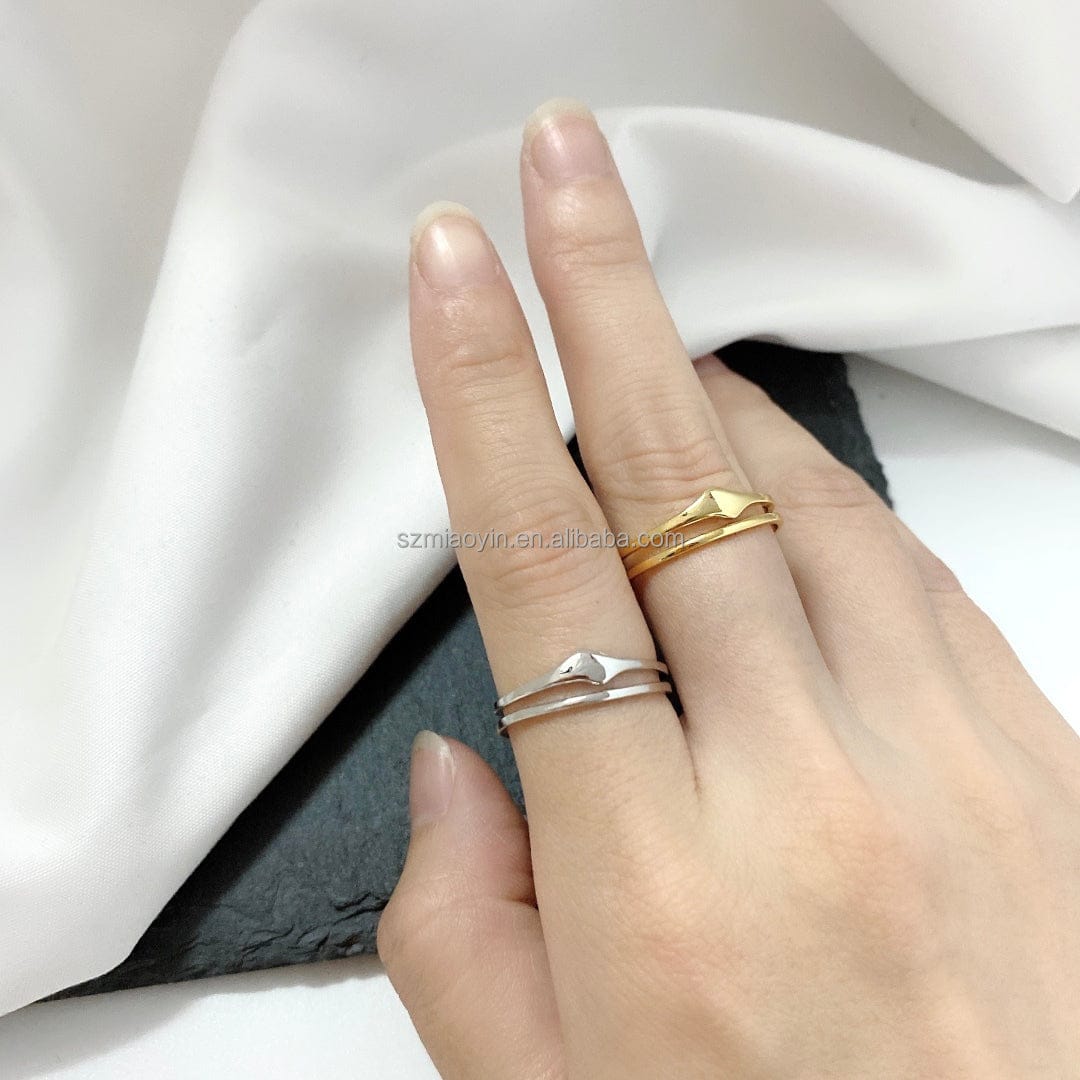 2023 Fashion Sterling Silver Jewelry 18K Gold Plated Chunky Minimalist Twisted Irregular Shaped Open Adjustable Ring for Women