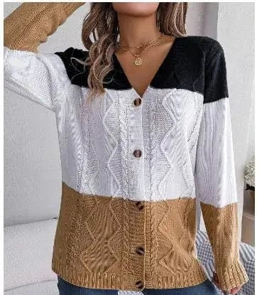 2023 Hot Sale Women Autumn and Winter Single Breasted Cardigan V-neck Sweater Long Sleeve Casual Loose  knitted Sweater