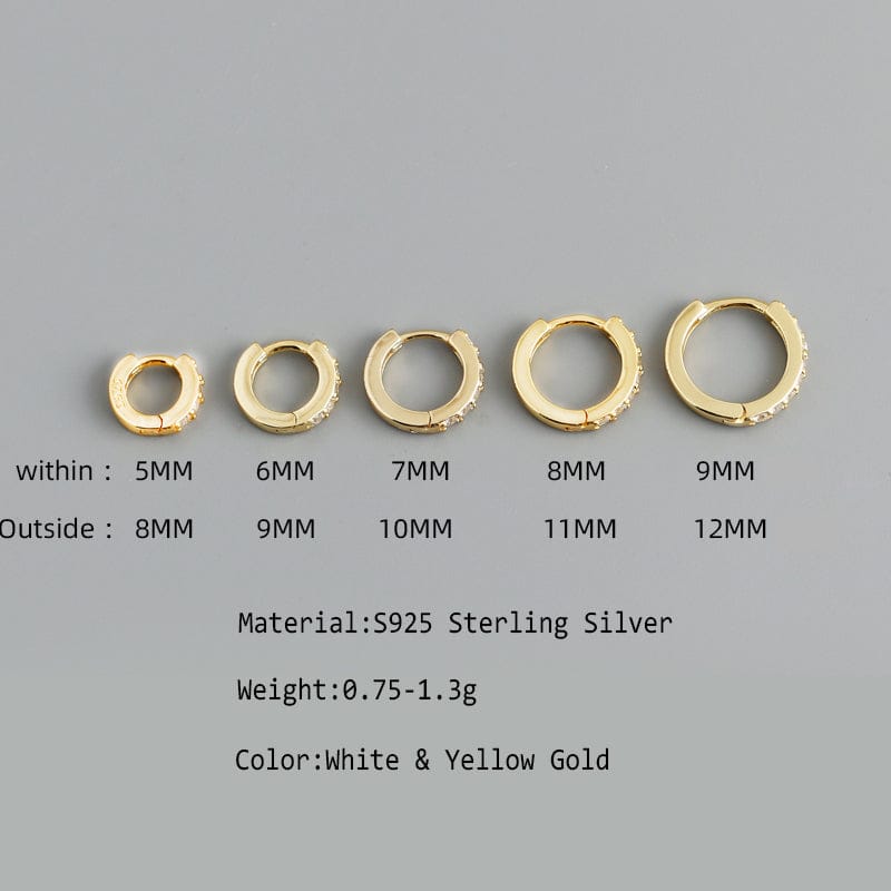 2023 Minimalist 925 Sterling Silver Gold Vermeil Small Huggie Hoop Cubic Zirconia Earring for Women