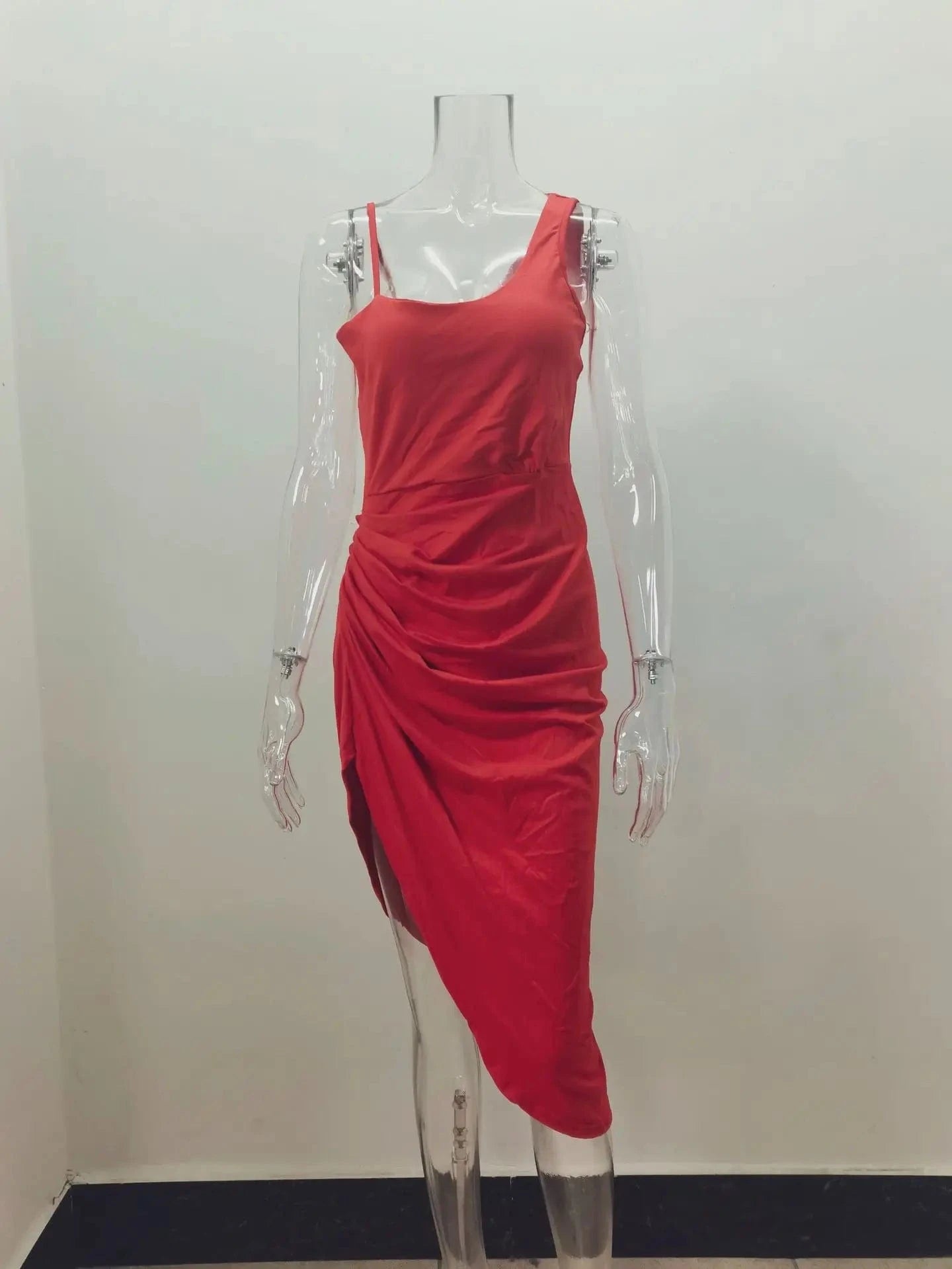 2023 New Arrival Fashion Women' Sexy Slit Irregular Dresses Pleated Off-Shoulder Evening Women's Dresses