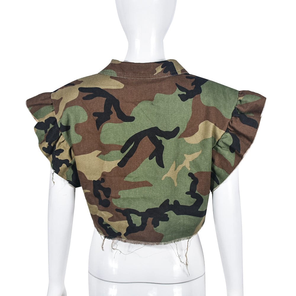 2023 New arrival Women Summer Sexy Camo Graphic T Shirt For Women Short Sleeve Button Up Crop Tees Tops women clothing