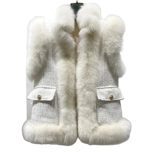 2023 New Arrival Wool Gilets Coats For Ladies Fashion Vest Cashmere Real Fur Coat