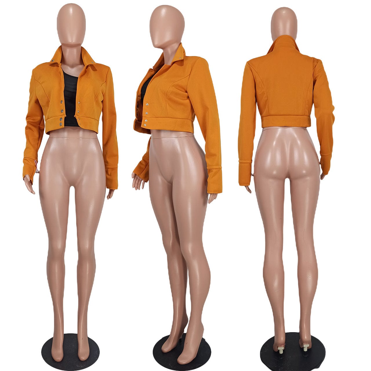 2023 New Arrivals Fashion Long Sleeve Buttons Patchwork Stretchy Wholesale Custom Blank Cropped Jackets Women