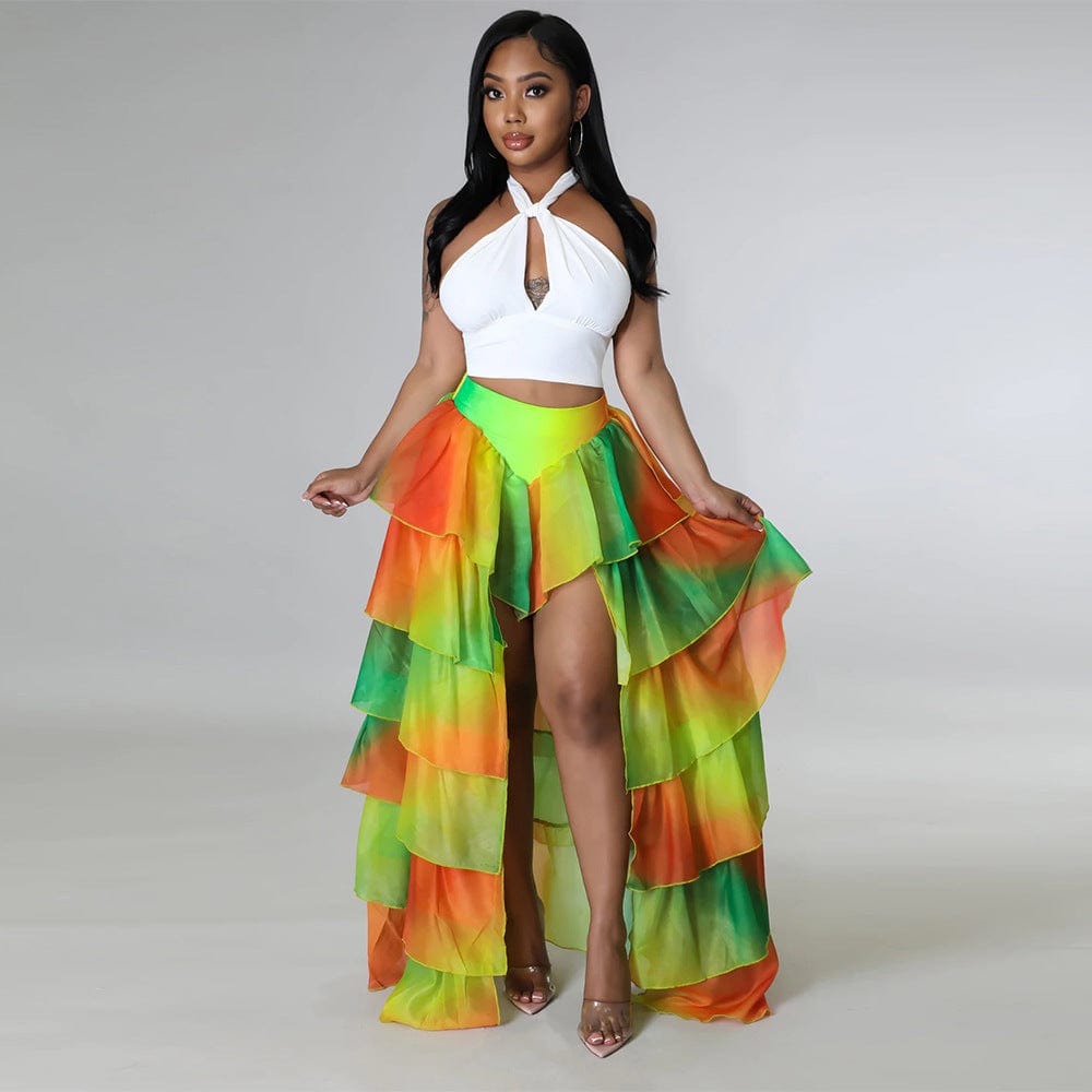 2023 new arrivals floral print fashion pleat tutu skirts for women sexy elegance maxi skirts summer trendy ball gowns