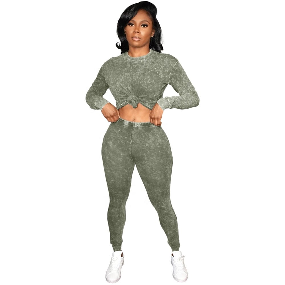 2023 New Arrived Fashion Knitting Long Sleeves Blank Jogging Set Solid Color 2 Piece Skinny Track Suits For Women