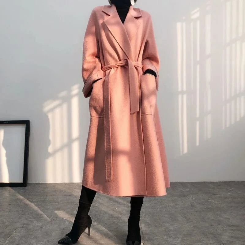 2023 New Coming Long Cashmere Coat Casual Turn Down Collar Oversized 100% Wool Coat