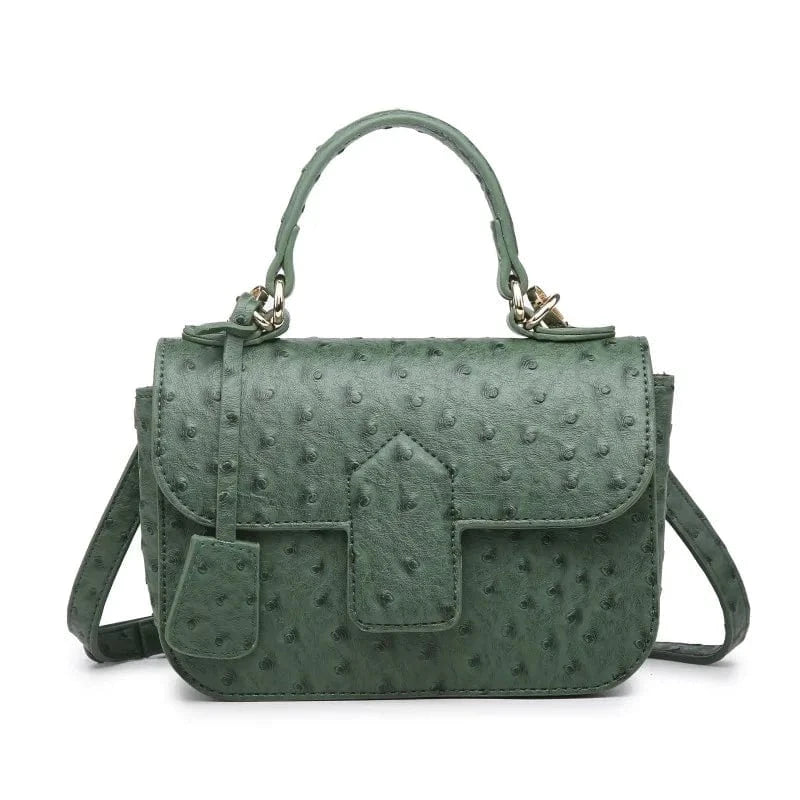 2023 new design green handbag bag women pu leather sling bag for woman embossed ostrich skin handbags