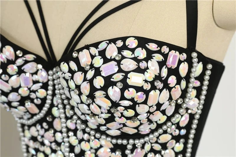 2023 New Fashion plus size women corset top Acrylic beaded Decoration corset for women