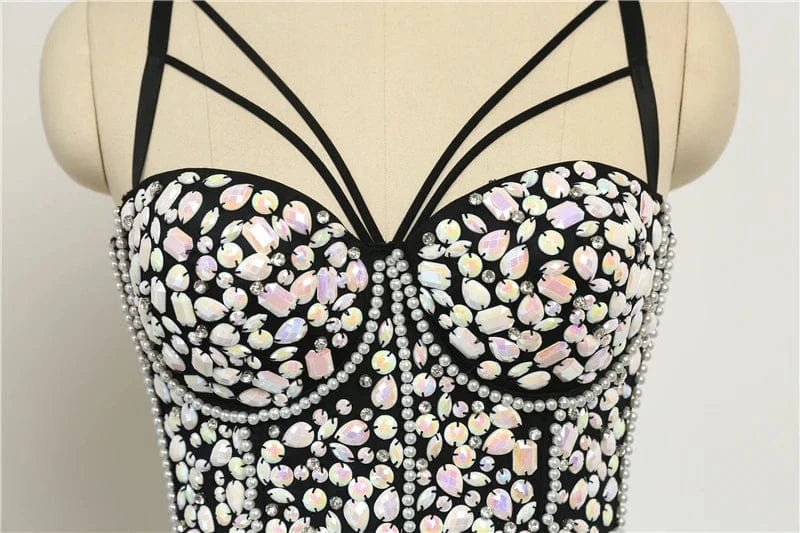 2023 New Fashion plus size women corset top Acrylic beaded Decoration corset for women