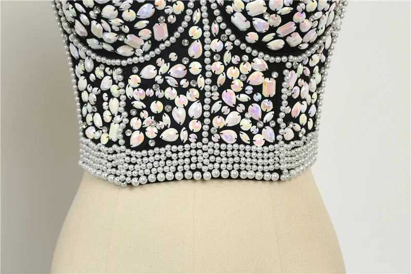 2023 New Fashion plus size women corset top Acrylic beaded Decoration corset for women