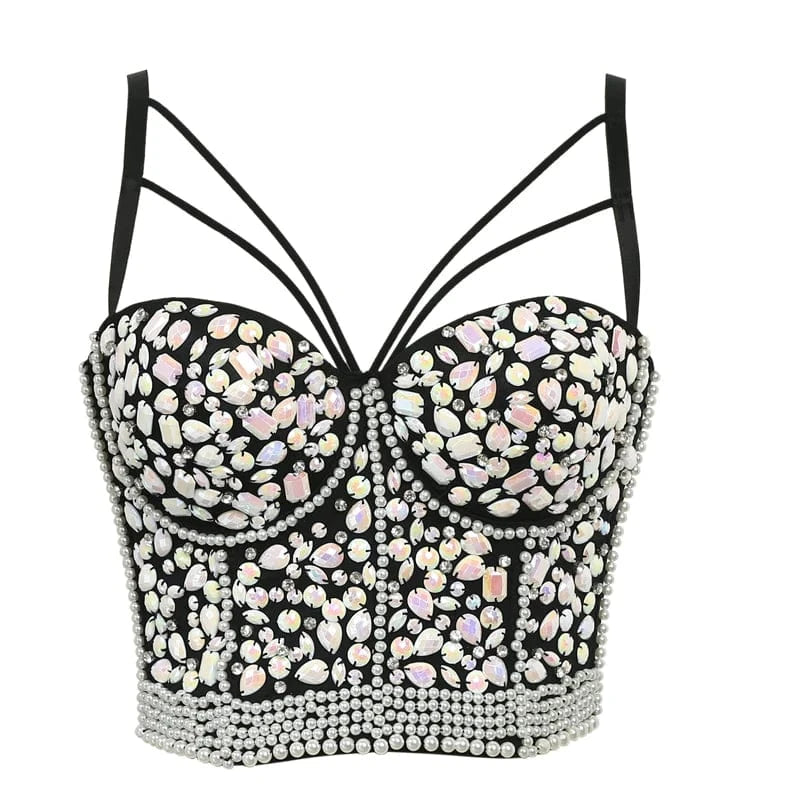 2023 New Fashion plus size women corset top Acrylic beaded Decoration corset for women