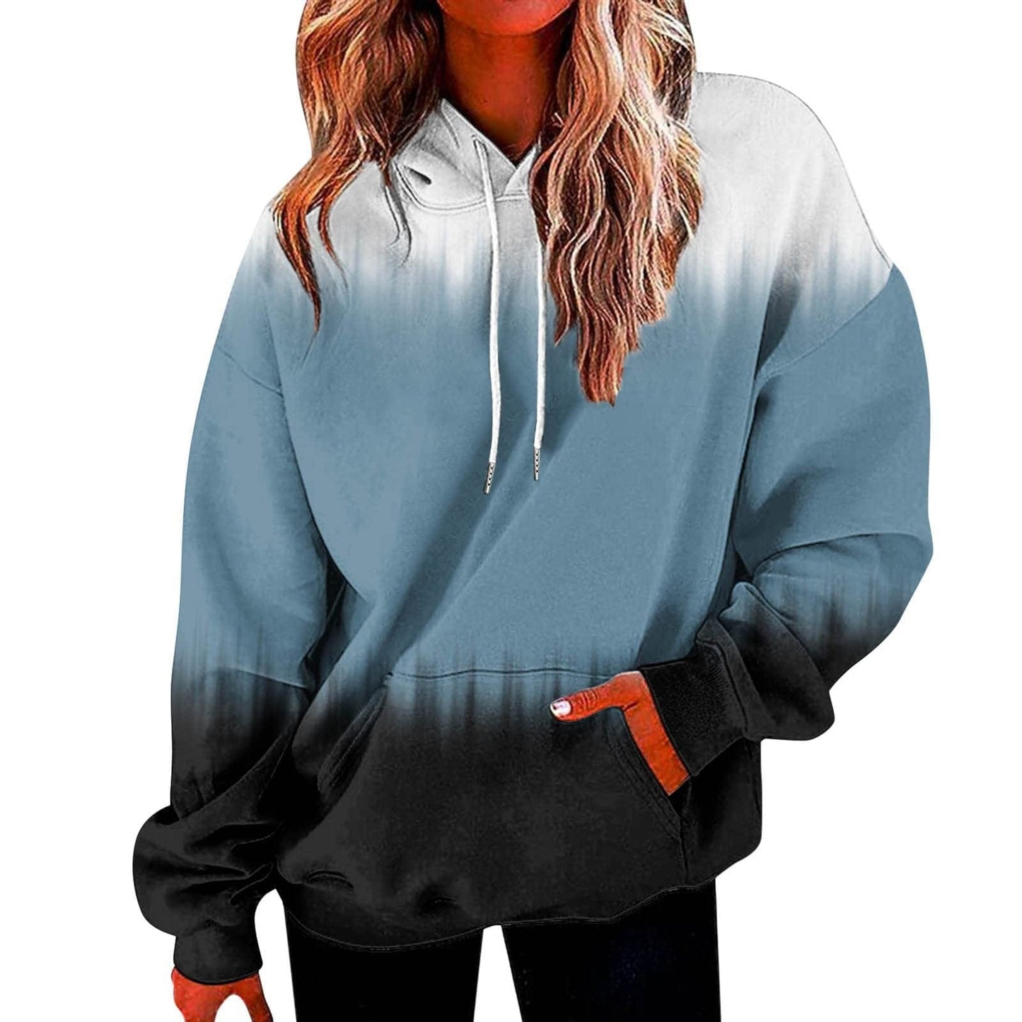 2023 New Gradual Splice Women's Sweatshirt 3D Crew Neck Women's Hooded Sweatshirt Casual Sweatshirt