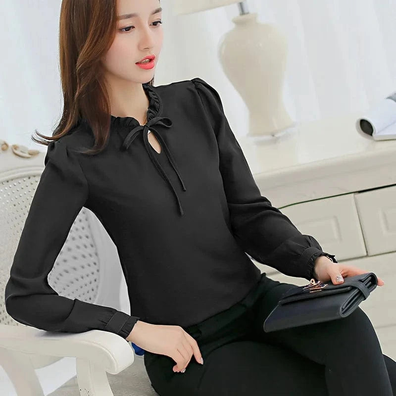 2023 New Korean style Chiffon shirt Women's Long sleeve White fashion Shirt Loose Women's top