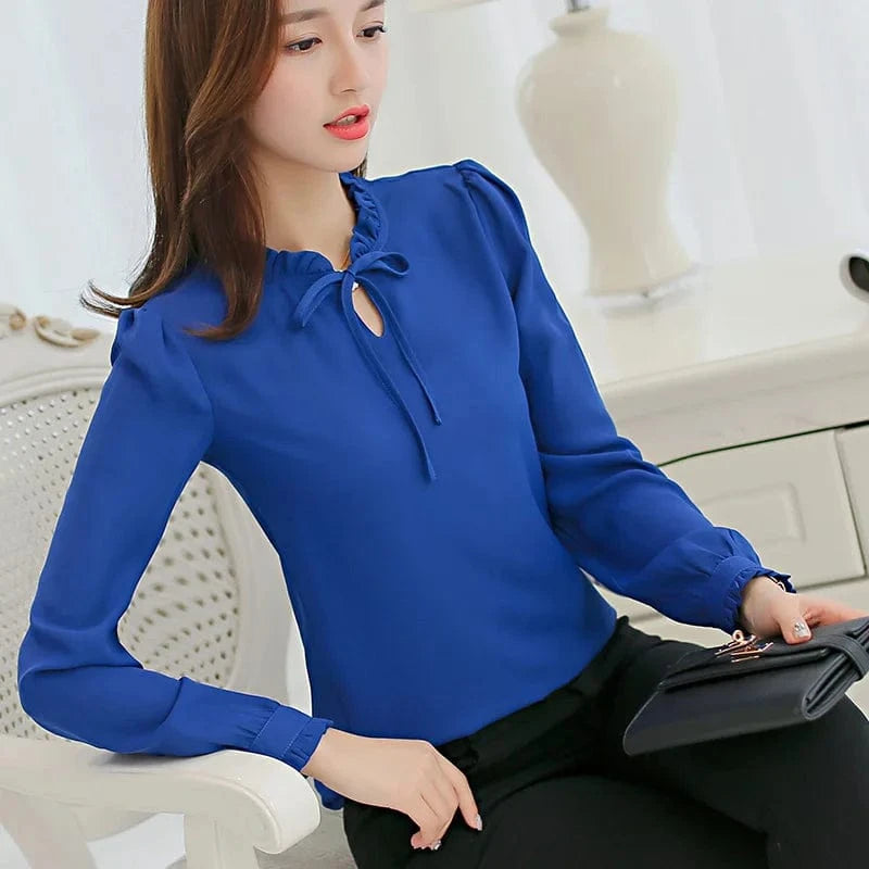 2023 New Korean style Chiffon shirt Women's Long sleeve White fashion Shirt Loose Women's top