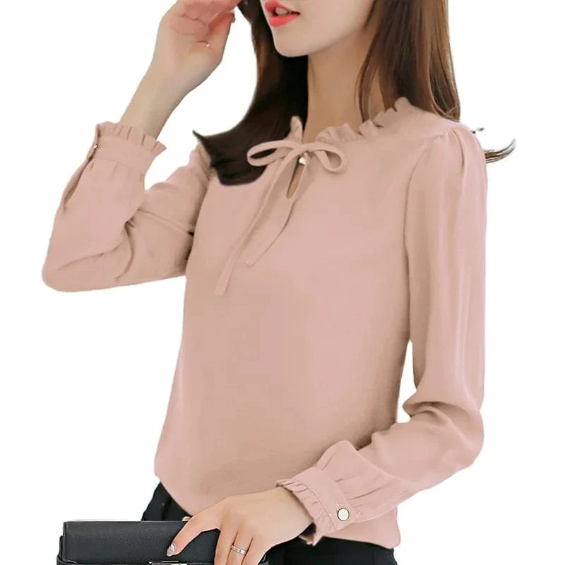 2023 New Korean style Chiffon shirt Women's Long sleeve White fashion Shirt Loose Women's top
