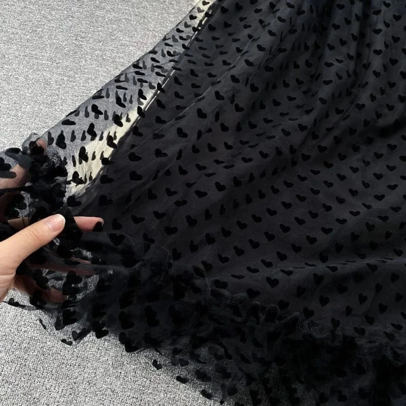 2023 New Ladies Spring Summer Solid Puff Sleeve Ruffle Cake Casual Dresses Women