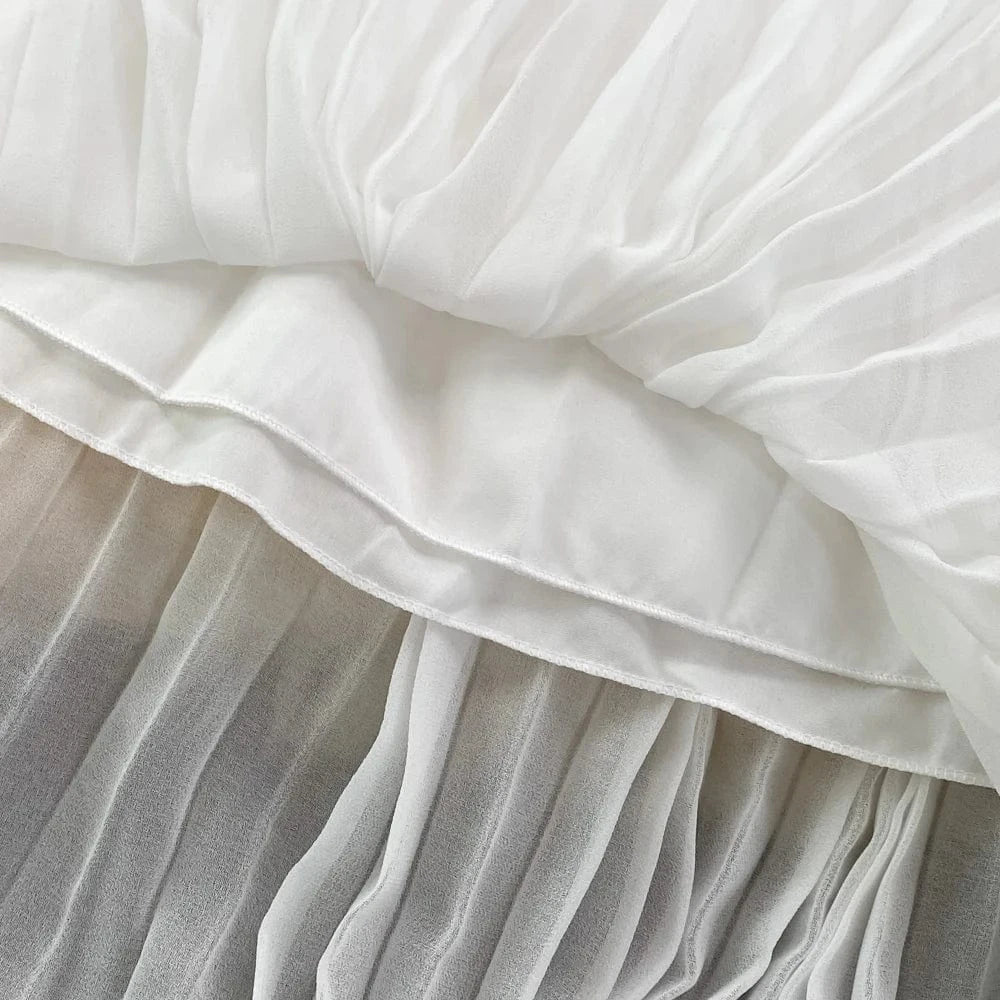 2023 New Ladies Spring Summer Solid Puff Sleeve Ruffle Cake Casual Dresses Women