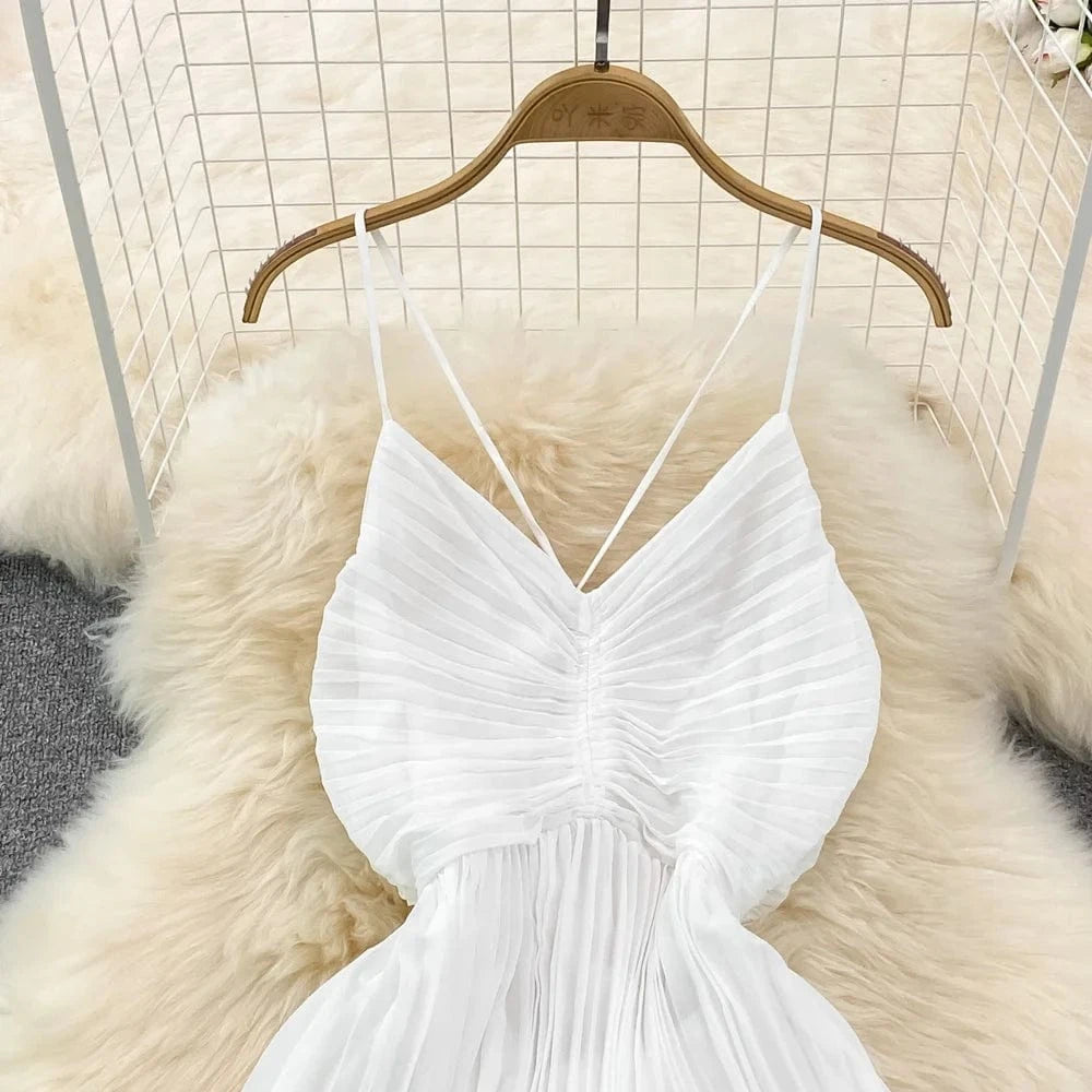 2023 New Ladies Spring Summer Solid Puff Sleeve Ruffle Cake Casual Dresses Women