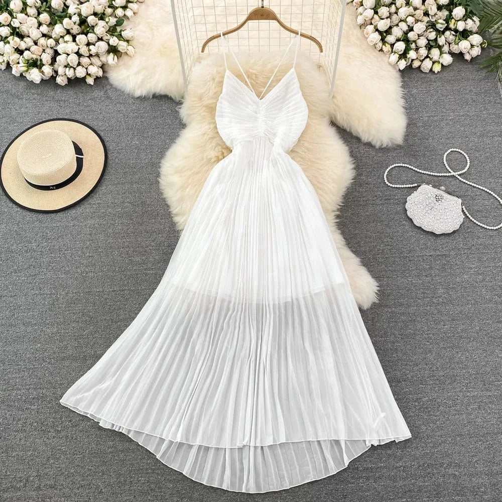 2023 New Ladies Spring Summer Solid Puff Sleeve Ruffle Cake Casual Dresses Women