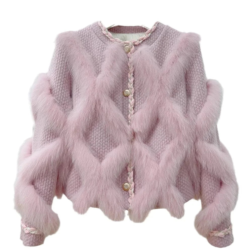 2023 New Short Fox Fur Coat Women's Small Sweet Style Slimming Coat