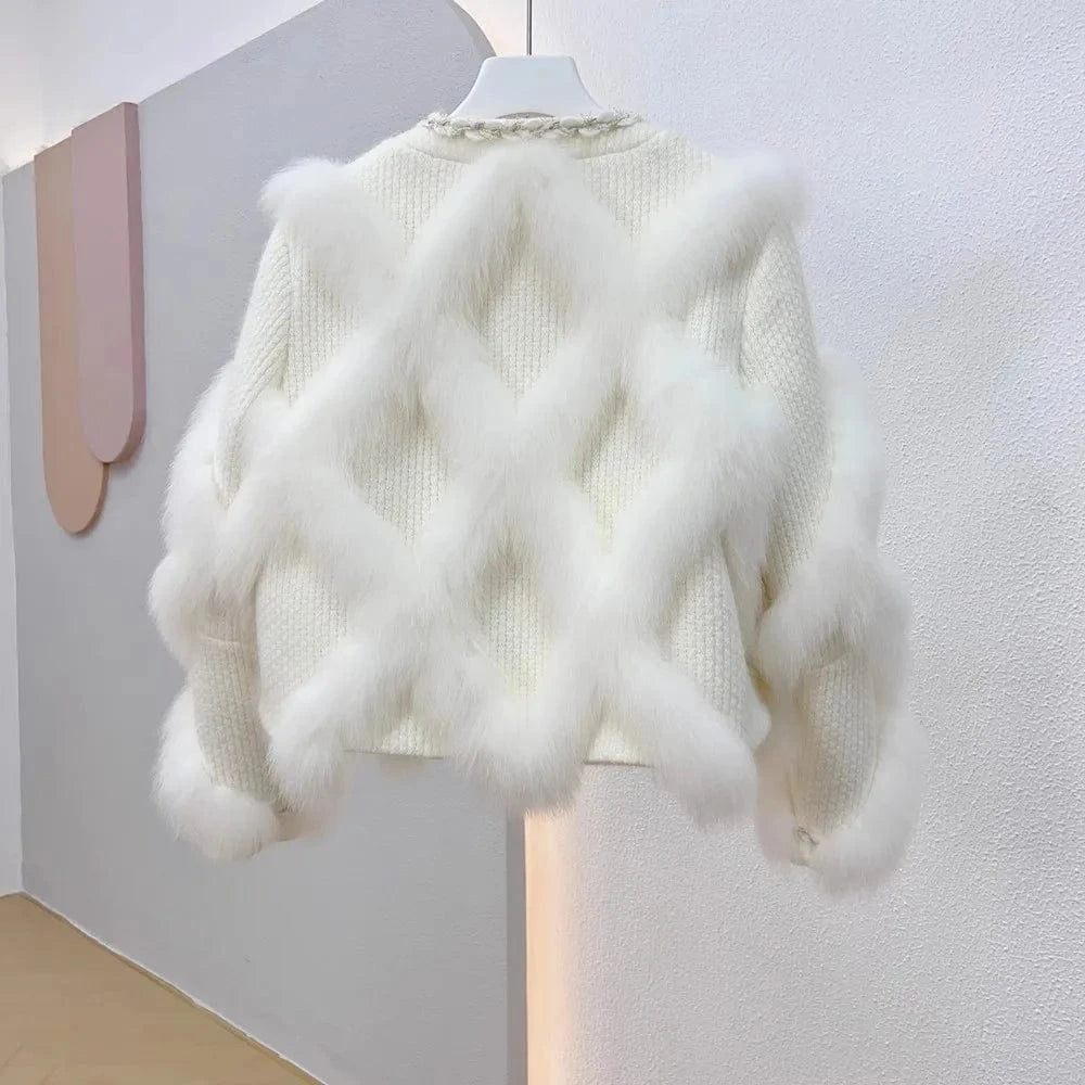 2023 New Short Fox Fur Coat Women's Small Sweet Style Slimming Coat