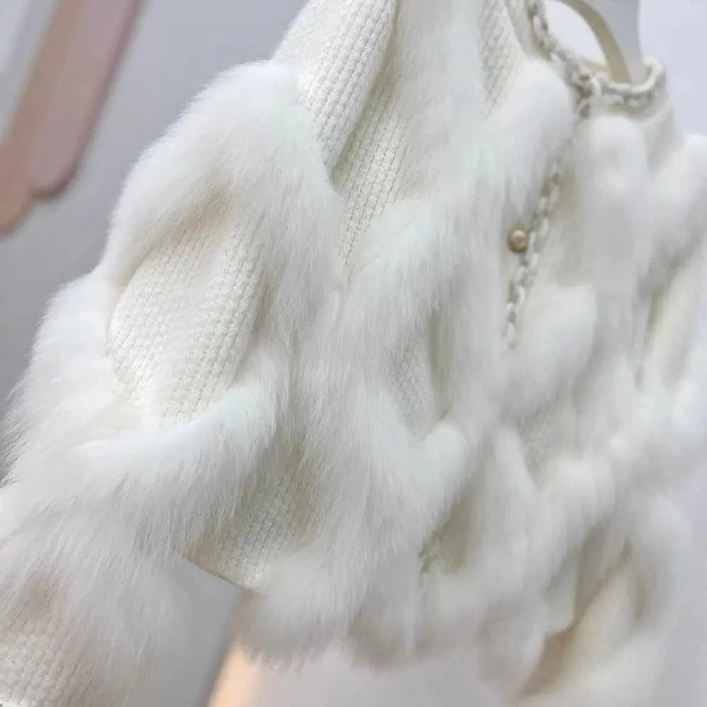 2023 New Short Fox Fur Coat Women's Small Sweet Style Slimming Coat