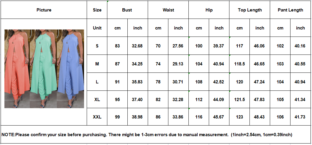 2023 New Solid Sleeveless Front Split Mid length Dress Casual Pants Set