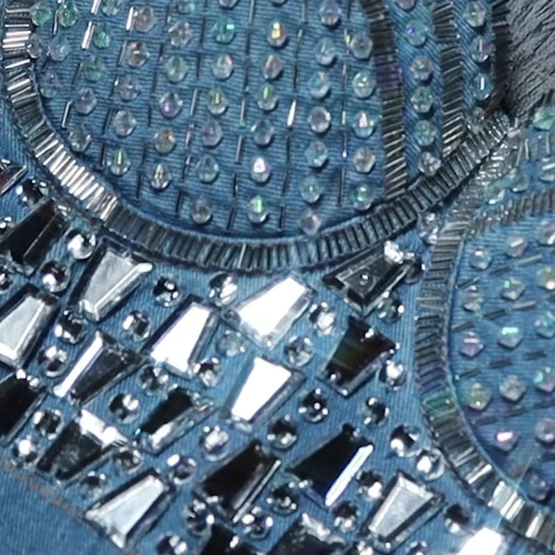 2023 New style Sexy Sparkling diamond denim corset tops Snowflake corset with diamonds for women