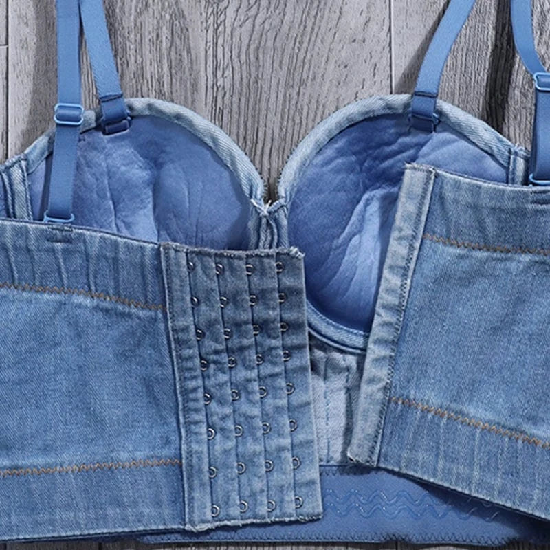 2023 New style Sexy Sparkling diamond denim corset tops Snowflake corset with diamonds for women