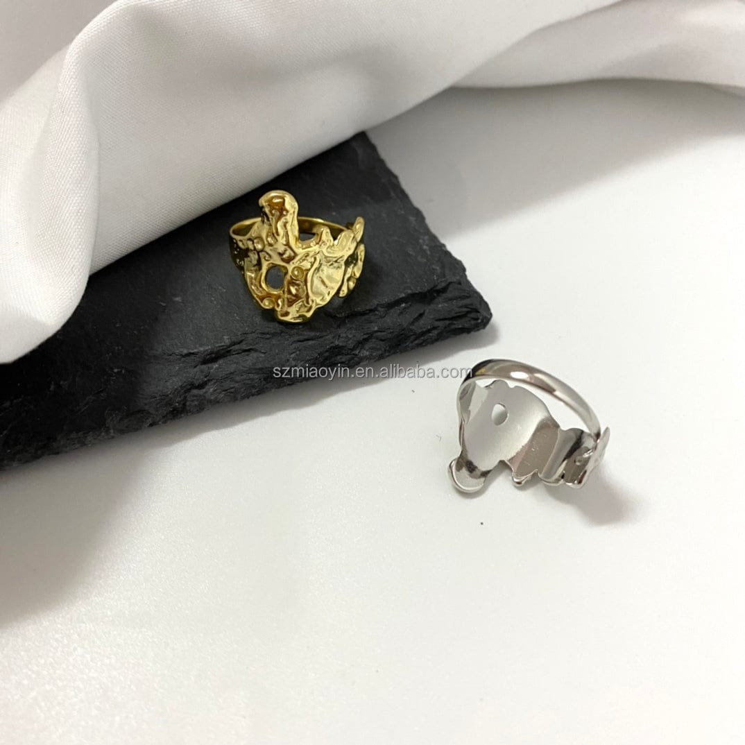 2023 Retro Design 925 Sterling Silver 18K Gold Plated Chunky Minimalist Wave Open Adjustable Ring for Women