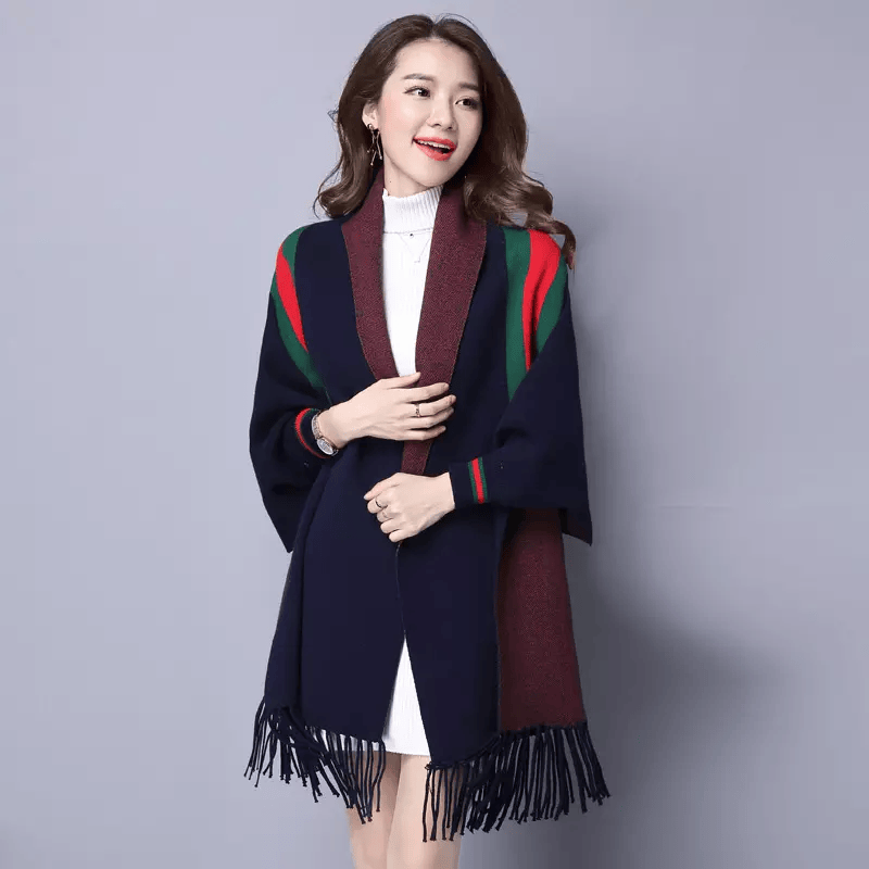 2023 spring Hot sale Luxury fashion women plus size loose knitted jacquard flower print women shawl